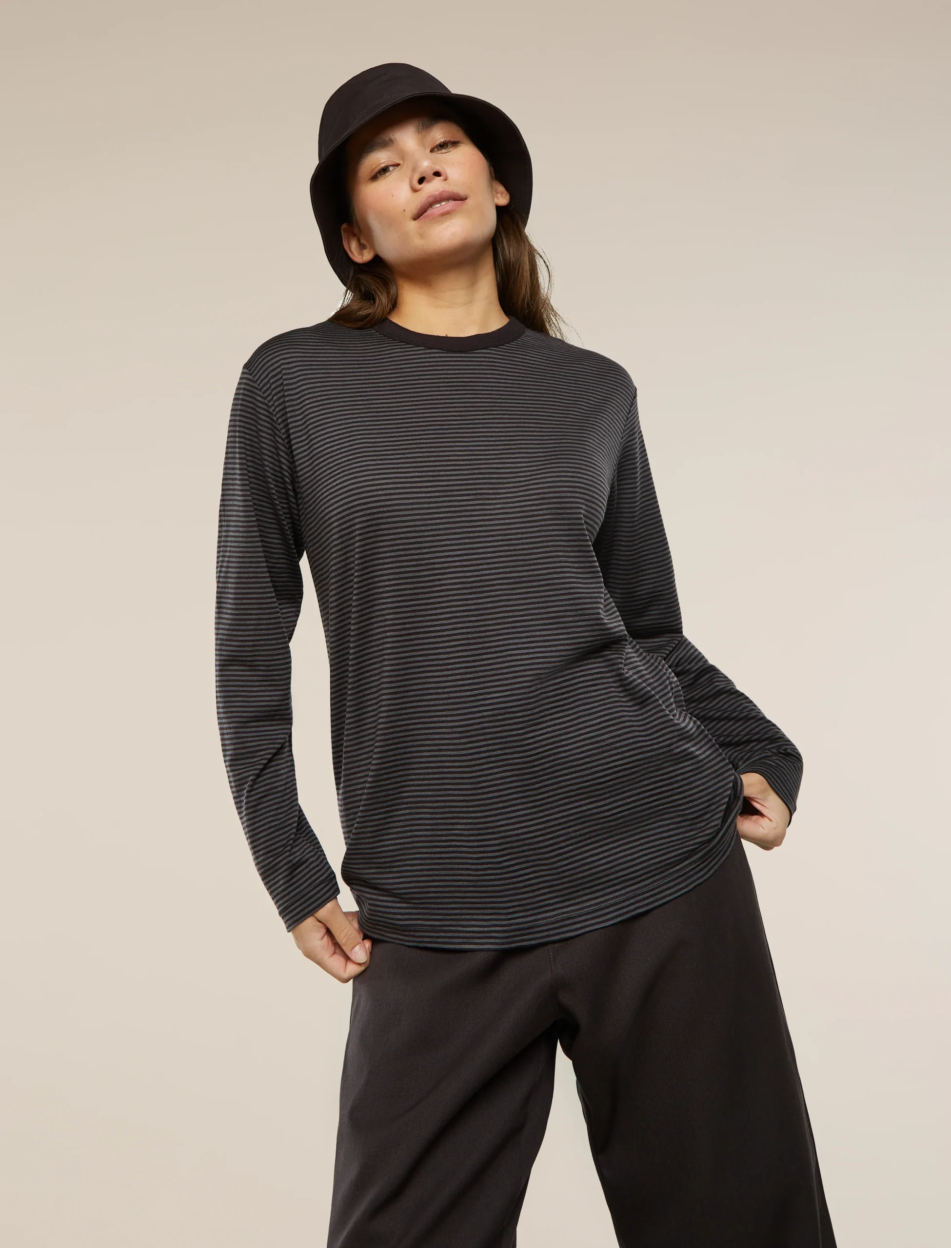 Unisex Merino 150 Long Sleeve Tee Stripe