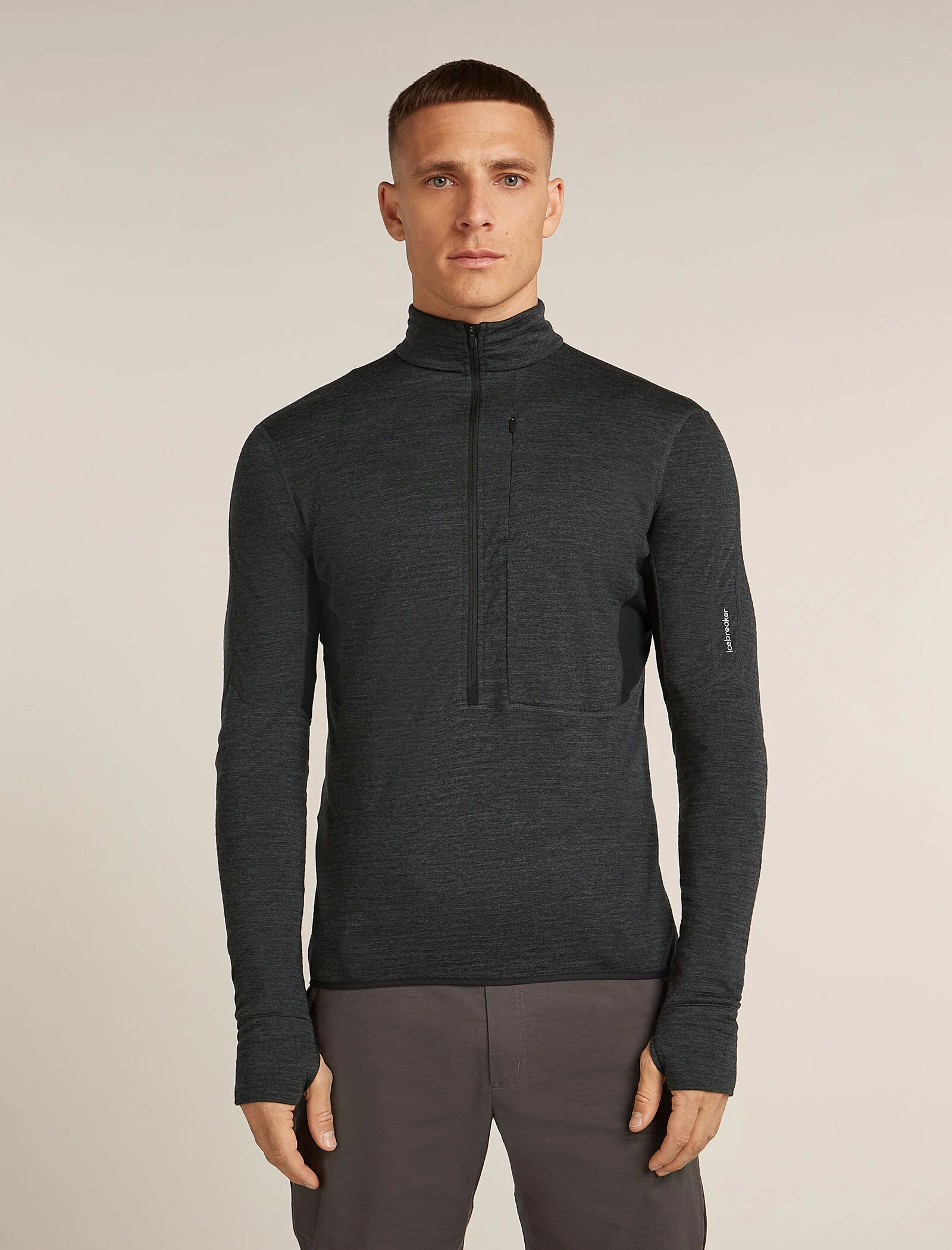 2845-jet-heather-black-xxl-jet-heather-black-xxl-variation-1.webp Men's Merino Blend 200 Realfleece™ Descender Long Sleeve Half Zip Top