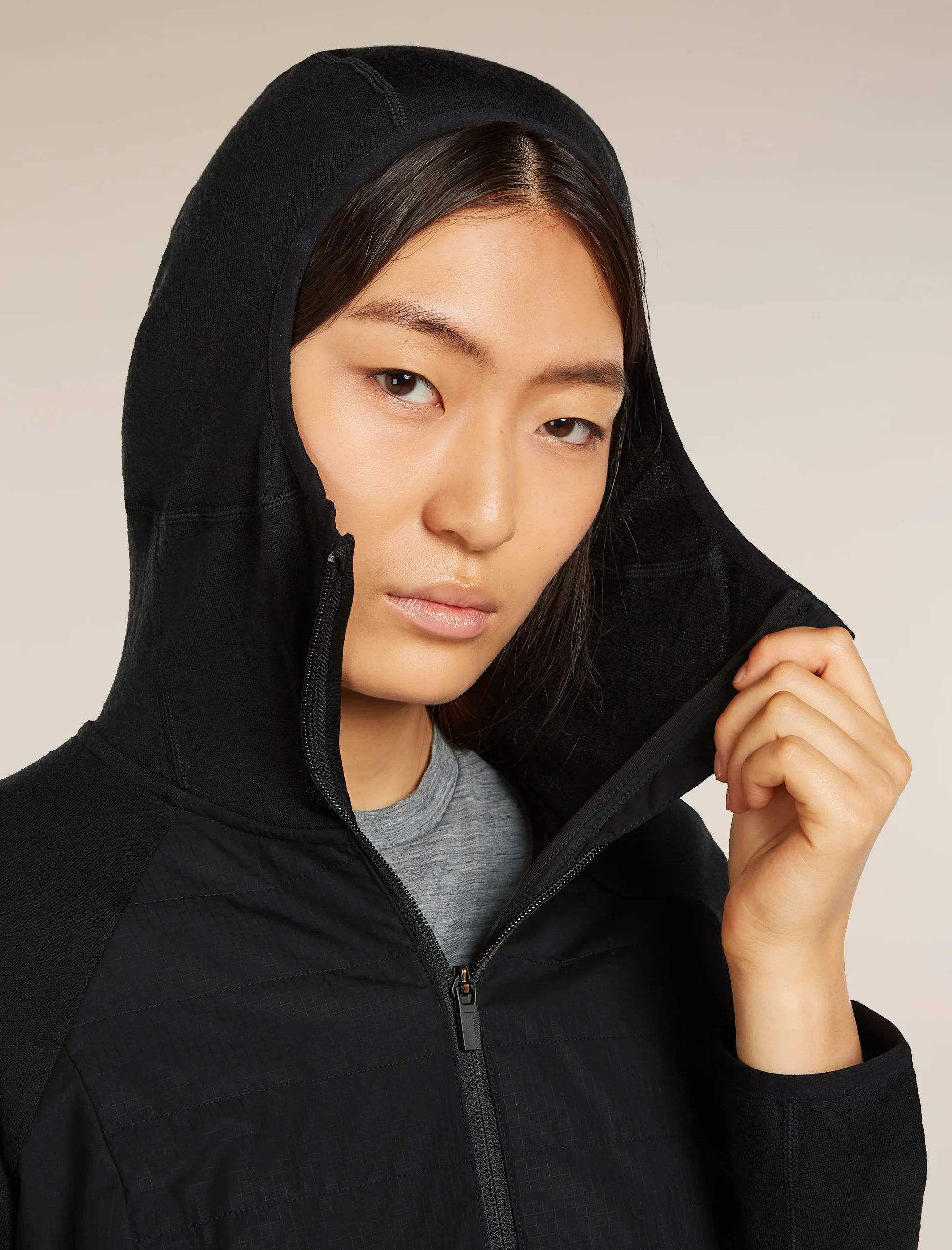 Women's Merino Blend Quantum Hybrid Long Sleeve Zip Hoodie